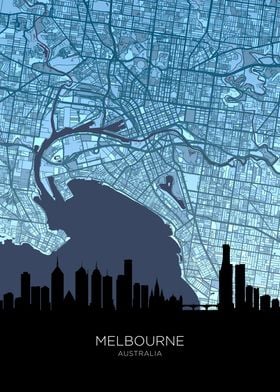 Melbourne Skyline Map