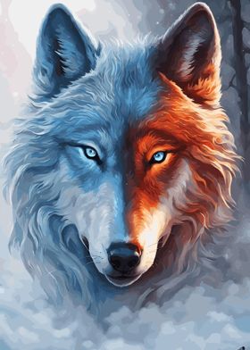 Ice and Fire Wolf Animal