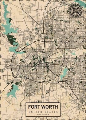 Fort Worth Map Vintage