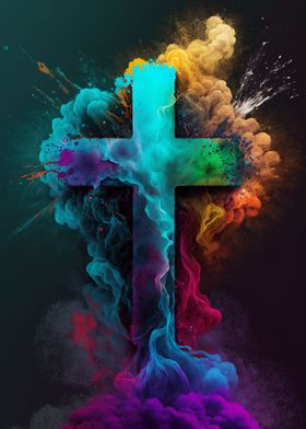 Colorful Watercolor Cross