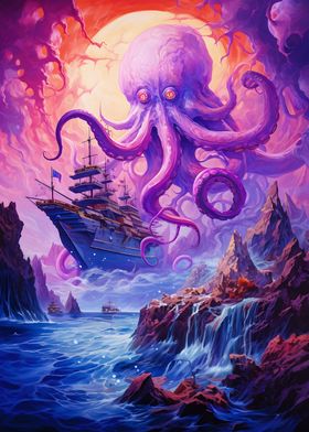 giant octopus and phinisi