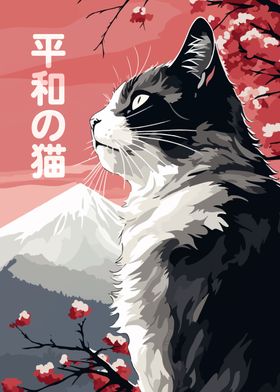 Japanese Cat and Kanji Art