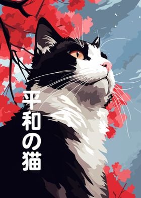 Zen Japanese Peace Cat Art