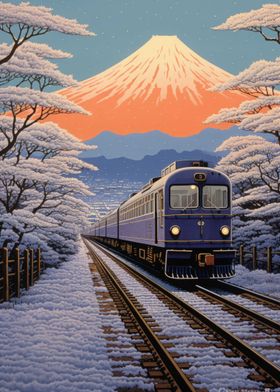 Train Japanese Painting