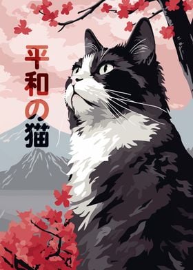 Cute Japanese Cat Zen Art