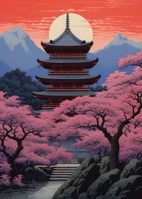 Temple Japanese Painting