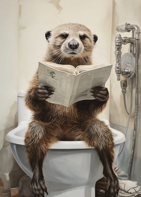 Otter on toilet