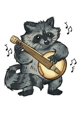 Raccoon Playing Banjo