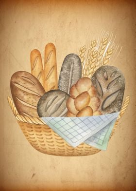 basket fresh bread 