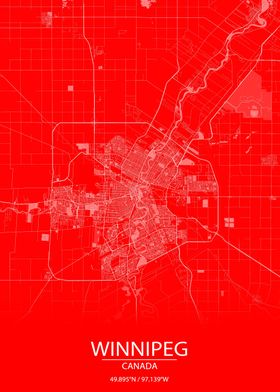 Winnipeg CA Red City Map