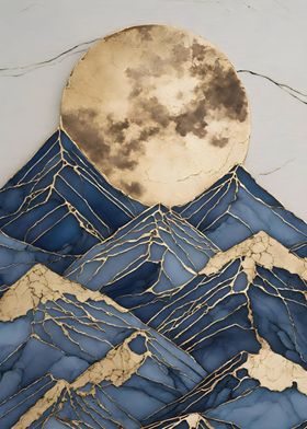 moon mountain Kintsugi art