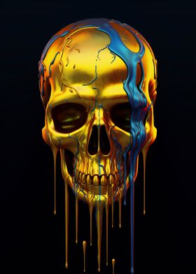 Golden Melting Skull