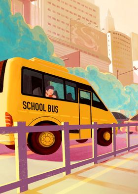 Boy in school bus