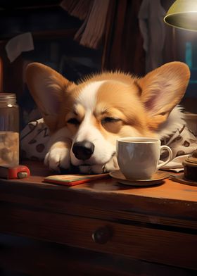 Cute Dog Corgi Coffee Cozy