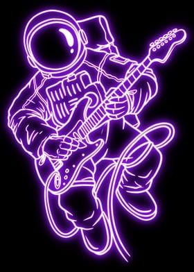astronaut guitar neon