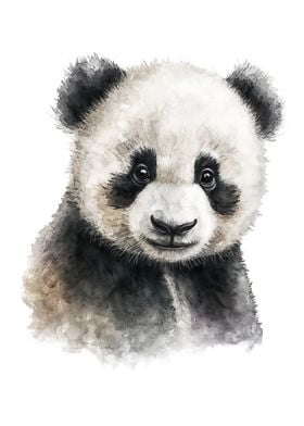 Baby Panda Watercolor Art