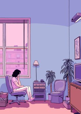 Alone Lofi Pink Retro