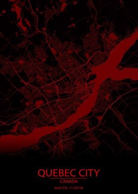 Quebec City Red Black Map