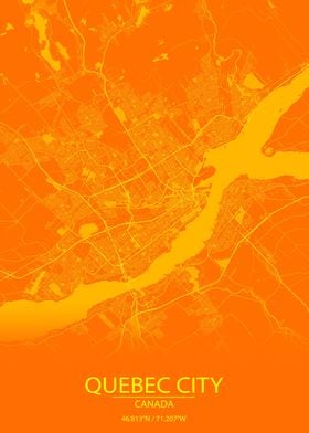 Quebec City CA Orange Map