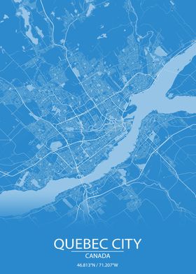 Quebec City Blue City Map