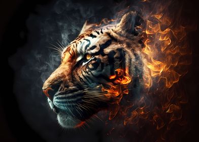Tiger made by fire