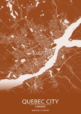 Quebec City Brown City Map