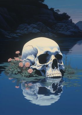 Skull Japanese Painting