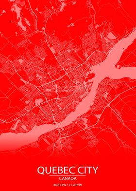 Quebec City Red City Map