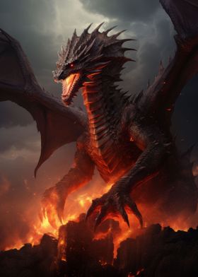 Illustration Fire Dragon Drache