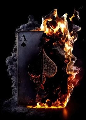 Playing Card On Fire