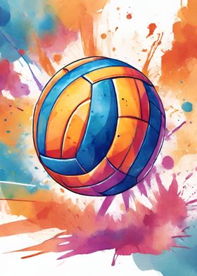 volleyball watercolor 