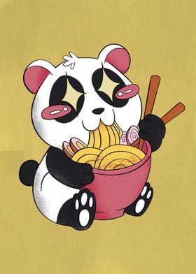 Panda Bear Eating Ramen