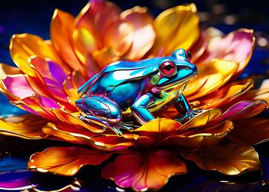 Metallic Frog and Flower