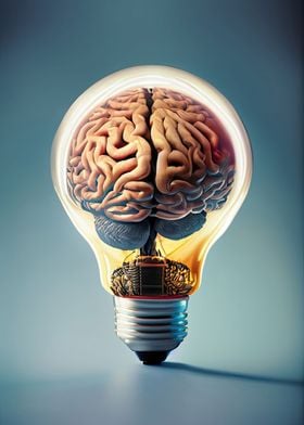 A brain inside a lightbulb