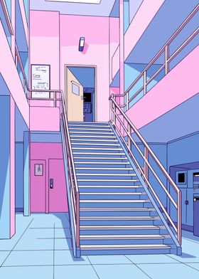 Stair Lofi Pink Retro