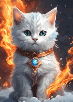 Fire and Ice White Cat