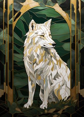 Wolf Mosaic Kentsugi Art