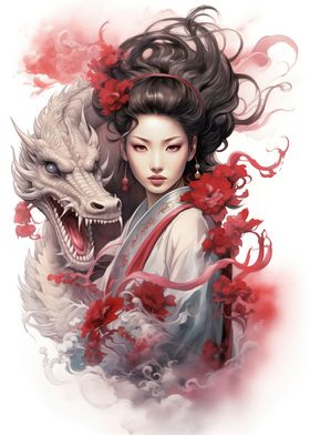 Geisha with her Dragon