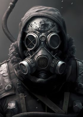 Person in a gas mask