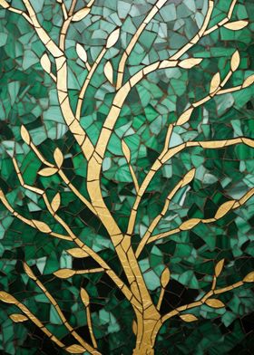 Tree Mosaic Kentsugi Art