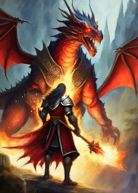 Red Dragon and Knight