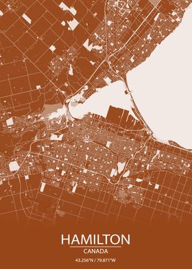 Hamilton Ontario Brown Map