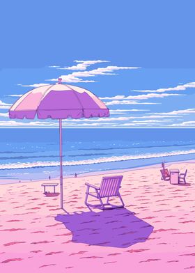 Beach Lofi Pink Retro