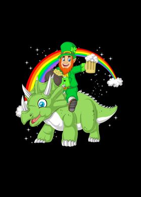 leprechaun riding dinosaur