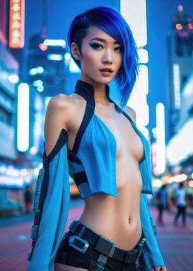 Cool Asian Cyberpunk Woman