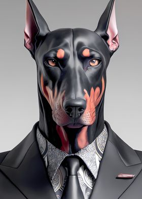 Doberman in a suit