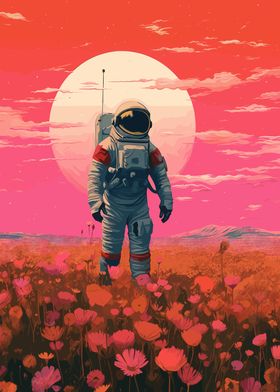 Astronaut Painting Flower