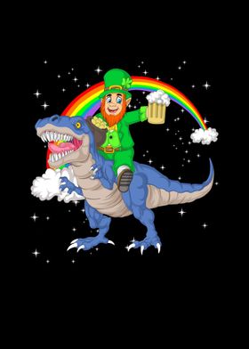 leprechaun riding dinosaur