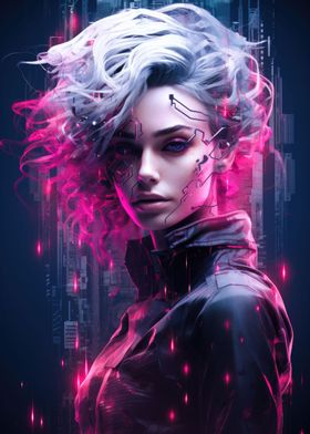 Cyberpunk Woman Neon Dream