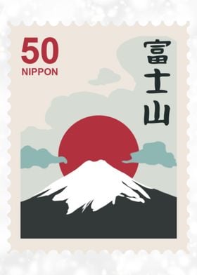 Mount Fuji Japanese Stamp